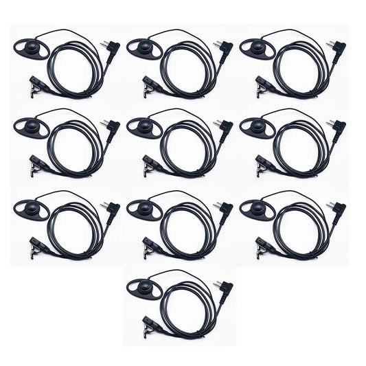 10PCS 2Pin Advanced D Shape Earhook Ptt Headset Earpiece Mic